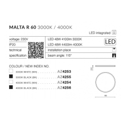 MALTA R60 PLAFON BIAŁY 3000K    AZZARDO	AZ4253